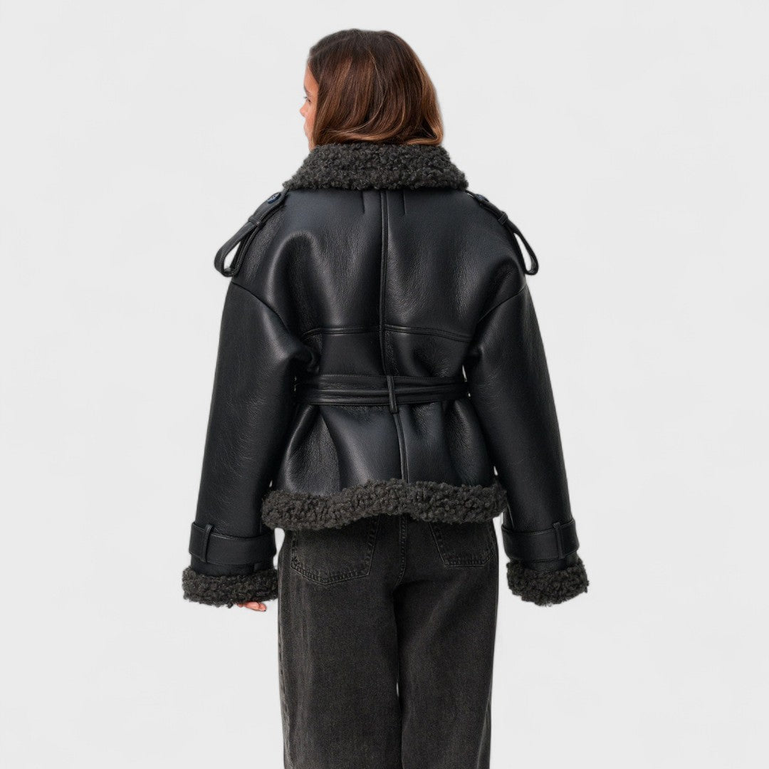 Elvira - Płaszcz z Wełny Owczej z Paskiem