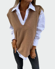 Bezramkowy sweter pleciony