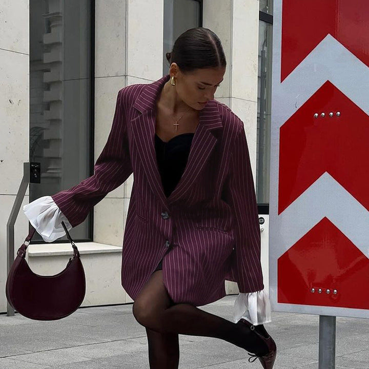 FIORA - Czerwony Garniturowy Żakiet