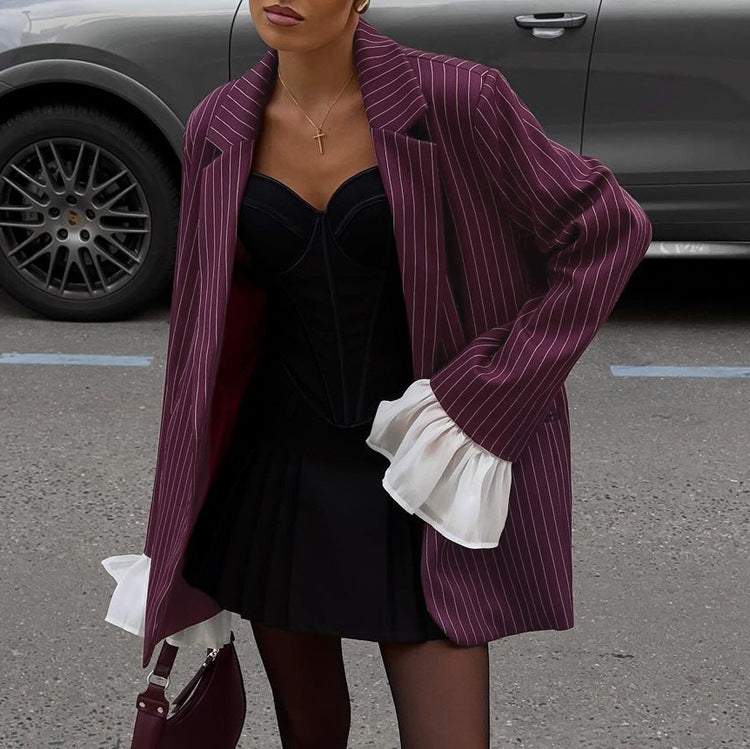 FIORA - Czerwony Garniturowy Żakiet