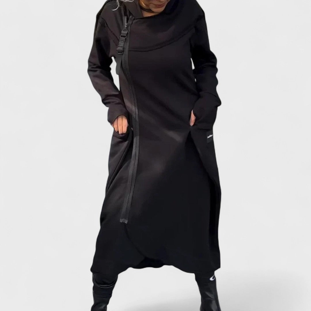 Mana - Długa bluza z kapturem i zamkiem, wykonana z lekkiego i oddychającego materiału